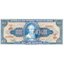 1967 - Brazil P187b 1 Cruzeiro Novo on 1000 Cruzeiros banknote