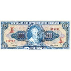 1967 - Brasil P187b billete de 1 Cruzeiro Novo en 1000 Cruzeiros