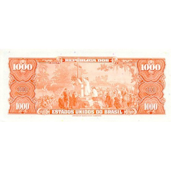 1967 - Brazil P187b 1 Cruceiro Novo on 1000 Cruceiros banknote 1967 - Brazil P187b 1 Cruceiro Novo on 1000 Cruceiros banknote