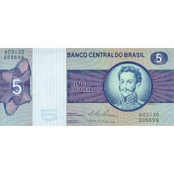 1974 - Brasil P192c billete de 5 Cruzeiros