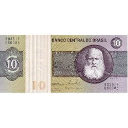 1980 - Brasil P193e billete de 10 Cruzeiros