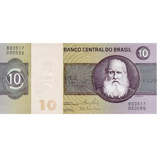 1980 - Brasil P193e billete de 10 Cruzeiros