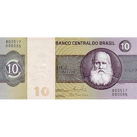 1980 - Brazil P193e 10 Cruceiros banknote 1980 - Brazil P193e 10 Cruceiros banknote