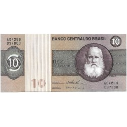 1974 - Brazil P193b 10 Cruzeiros banknote VF