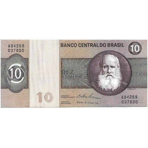 1974 - Brasil P193b billete de 10 Cruzeiros MBC