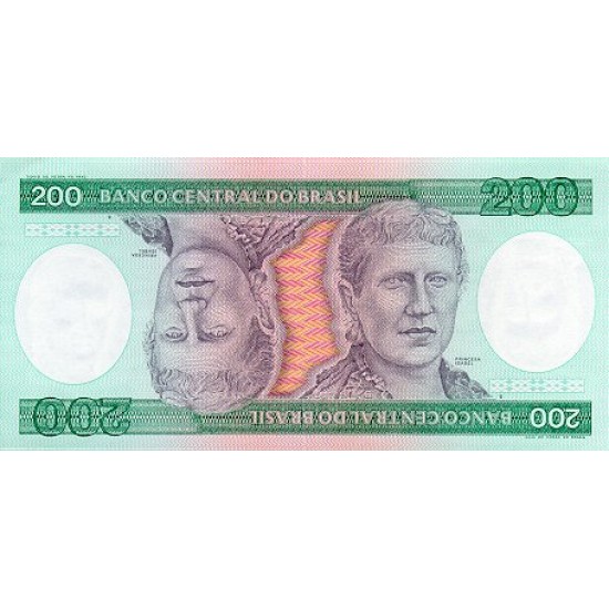 1984 - Brazil P199b 200 Cruceiros banknote 1984 - Brazil P199b 200 Cruceiros banknote