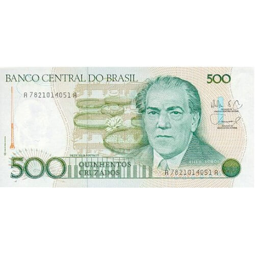 1987 - Brasil P212c billete de 500 Cruzados