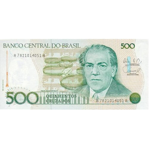 1988 - Brazil P212d 500 Cruzados banknote