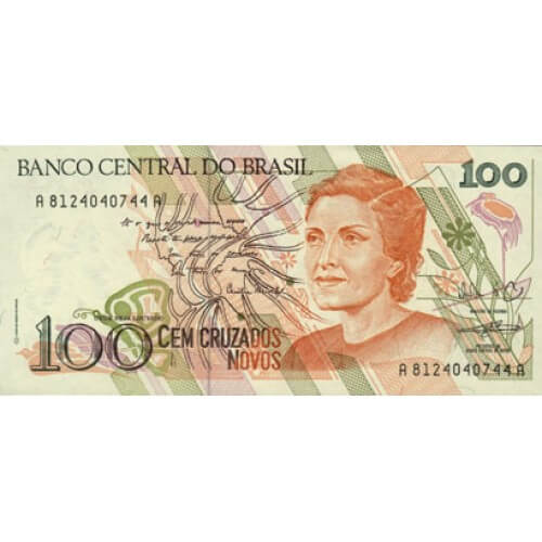1989 - Brasil P220a billete de 100 Cruzados novos