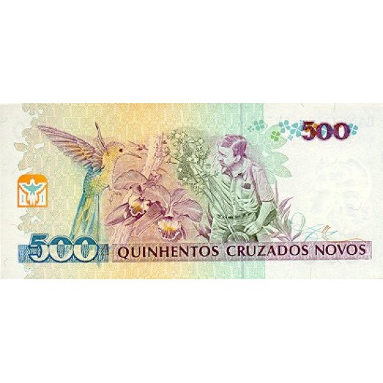 1990 - Brasil P226b 500 cruceiros on 500 cruzados novos banknote 1990 - Brasil P226b 500 cruceiros on 500 cruzados novos banknote