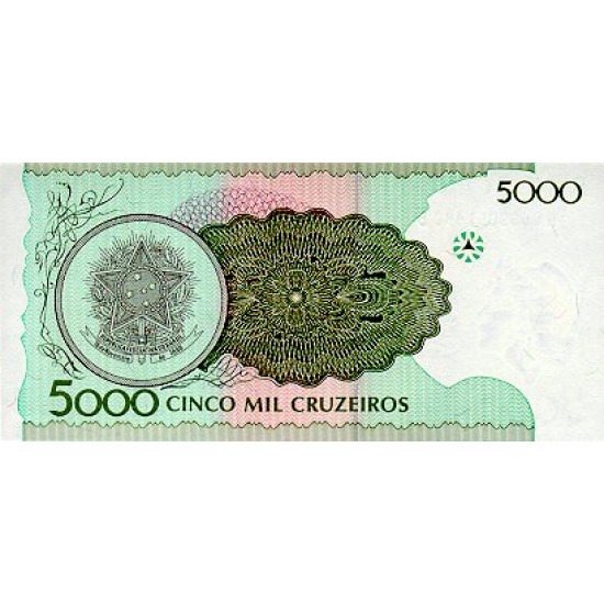 1990 - Brazil P227 5,000 Cruceiros banknote 1990 - Brazil P227 5,000 Cruceiros banknote