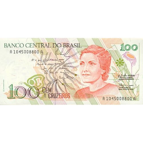 1990 - Brazil P228 100 Cruzeiros banknote