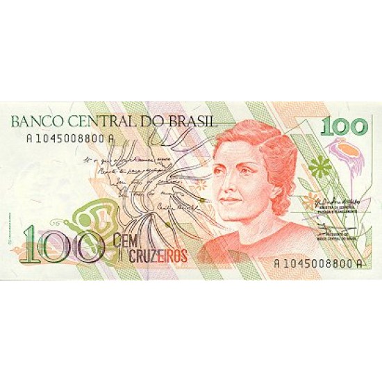 1990 - Brazil P228 100 Cruceiros banknote 1990 - Brazil P228 100 Cruceiros banknote