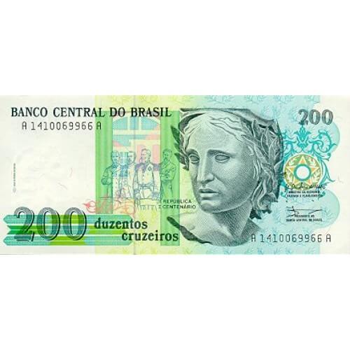 1990 - Brazil P229 200 Cruzeiros banknote