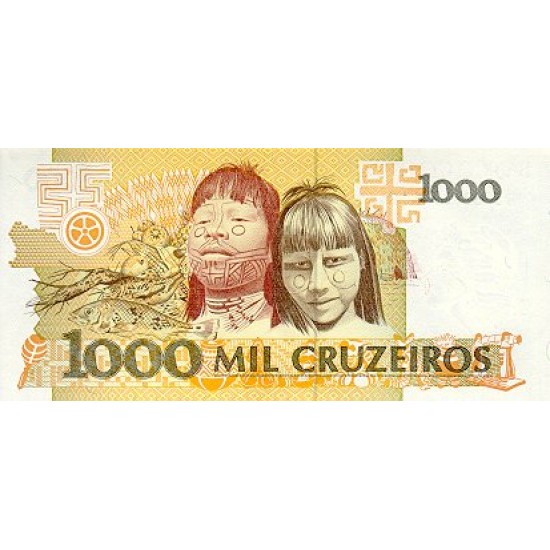 1990 - Brazil P231b 1,000 Cruceiros banknote 1990 - Brazil P231b 1,000 Cruceiros banknote
