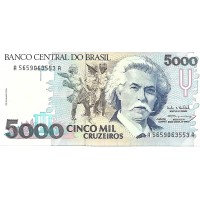 1990 - Brazil P232a 5,000 Cruzeiros banknote UNC