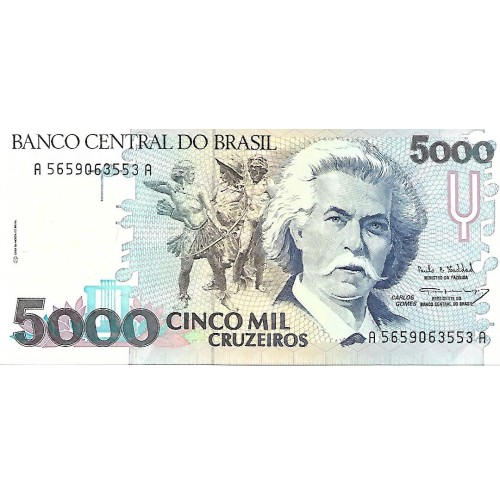 1993 - Brazil P232c 5,000 Cruzeiros banknote