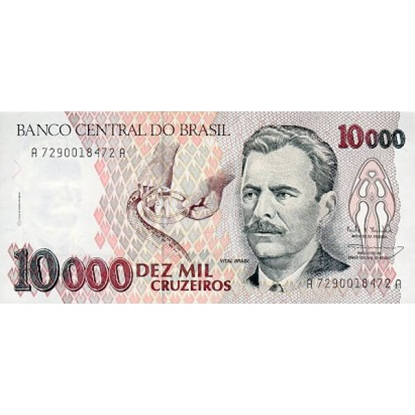 1993 - Brazil P233c 10,000 Cruceiros banknote