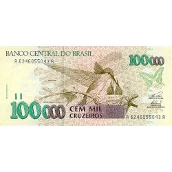 1993 - Brazil P235b 100,000 Cruzeiros banknote