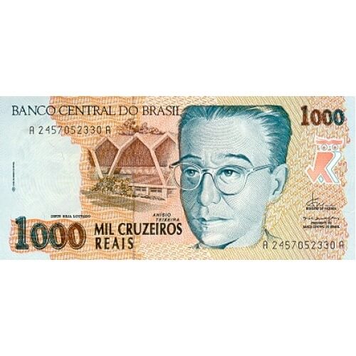 1993 - Brazil P240 1,000  Cruceiros Reais banknote