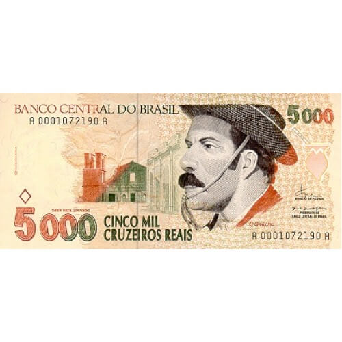 1993 - Brazil P241 5,000 Cruzeiros Reais banknote