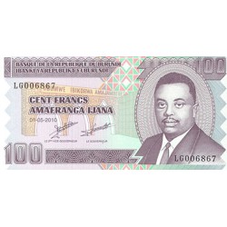 2010 - Burundi PIC 44a billete de 100 Francos