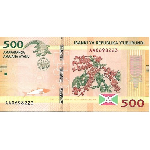 2015 - Burundi 500 Francs banknote PIC 50 UNC