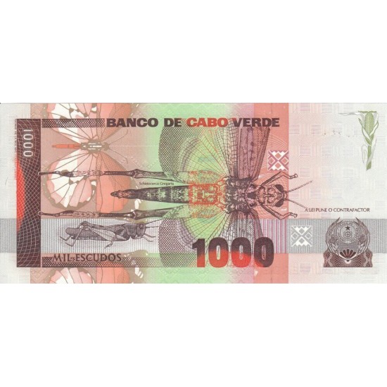 1989 - Cabo Verde PIC 60 1000 Escudos banknote 1989 - Cabo Verde PIC 60 1000 Escudos banknote