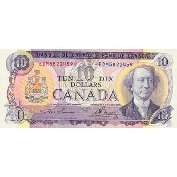 1971 - Canada P88e 10 Dollars  used banknote VF