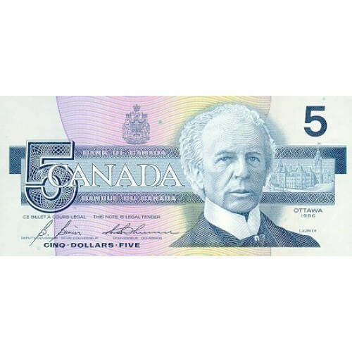 1986 - Canadá P95b Billete de 5 dólares
