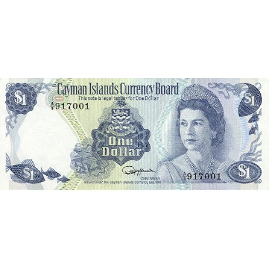 1985 - Cayman Islands P5f 1 Dollar banknote 1985 - Cayman Islands P5f 1 Dollar banknote