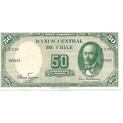 1961 - Chile P126b 5 cents. on 50 pesos banknote XF