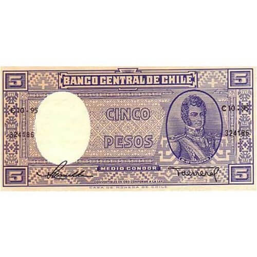 1958/1959 - Chile P119 billete de 5 Pesos