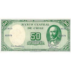 1961 - Chile P126b billete 5 centesimos de escudo en 50 pesos