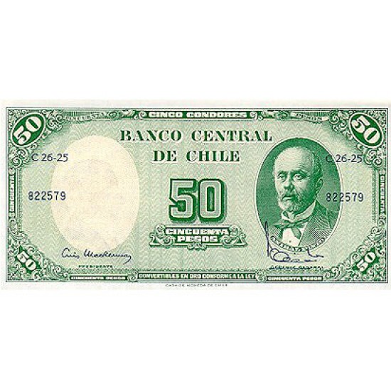 1960/1961 - Chile P126b 5 cents. on 50 pesos banknote 1960/1961 - Chile P126b 5 cents. on 50 pesos banknote