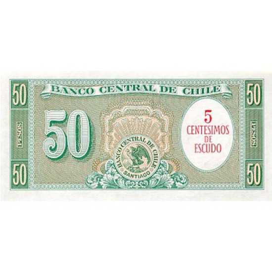 1960/1961 - Chile P126b 5 cents. on 50 pesos banknote 1960/1961 - Chile P126b 5 cents. on 50 pesos banknote