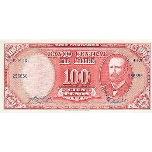 1960/1961 - Chile Pic 127a 10 centésimos de escudo en 100 pesos