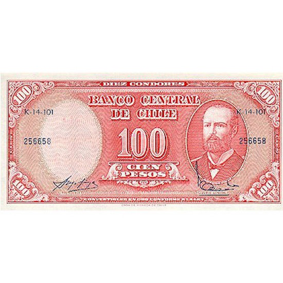1960/1961 - Chile Pic 127a 10 Cents. of escudo on 100 pesos 1960/1961 - Chile Pic 127a 10 Cents. of escudo on 100 pesos