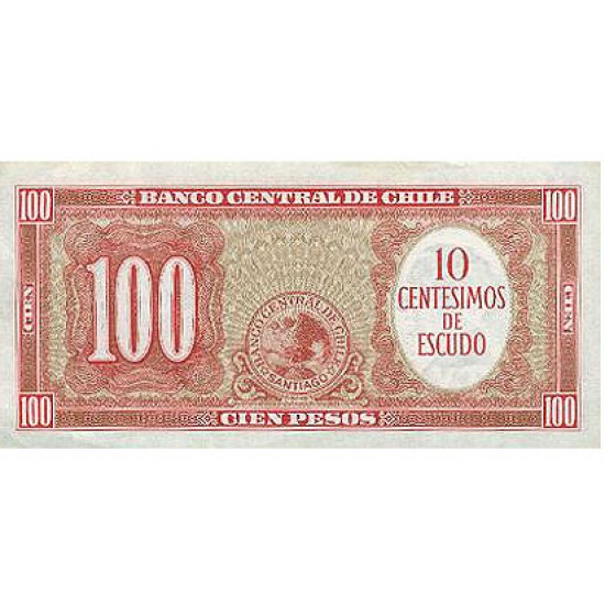 1960/1961 - Chile Pic 127a 10 Cents. of escudo on 100 pesos 1960/1961 - Chile Pic 127a 10 Cents. of escudo on 100 pesos