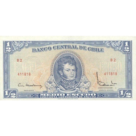 1962/1975 - Chile P134Aa 1/2 Escudo banknote 1962/1975 - Chile P134Aa 1/2 Escudo banknote