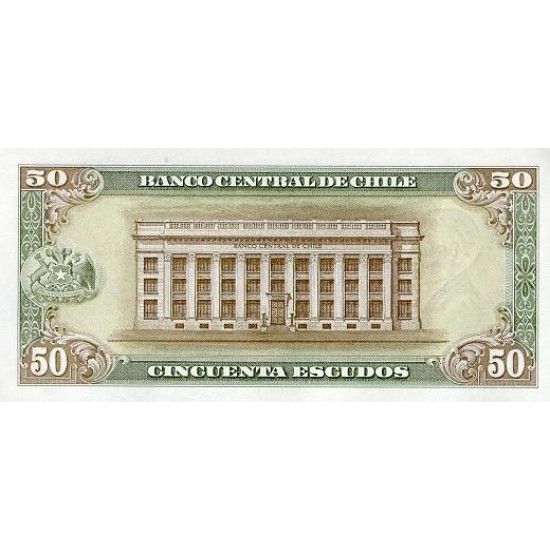 1962/1975 - Chile P140b 50 Escudos banknote 1962/1975 - Chile P140b 50 Escudos banknote
