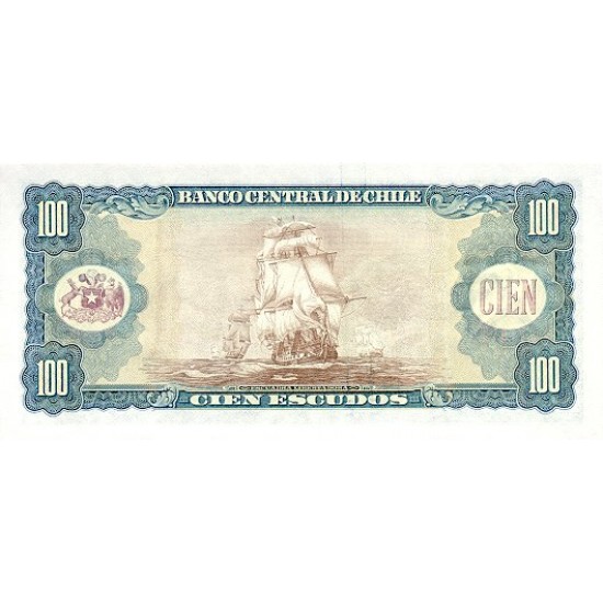 1962/1975 - Chile P141 100 Escudos banknote 1962/1975 - Chile P141 100 Escudos banknote
