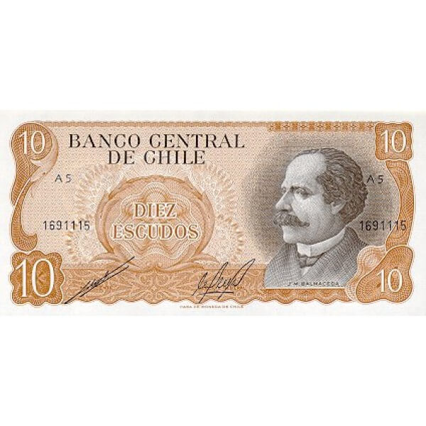 1976 - Chile P143 10 Escudos banknote