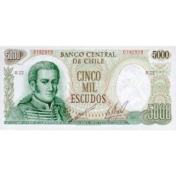 1967/1976 - Chile P147b 5,000 escudos banknote