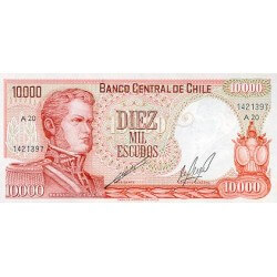 1973 - Chile P148 10,000 Escudos banknote