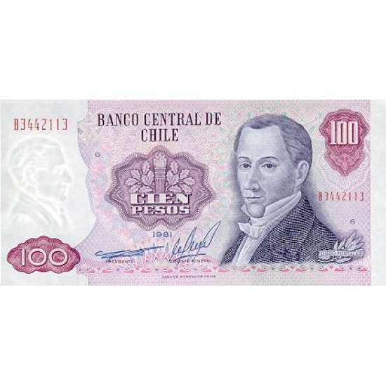 1984 - Chile P152b 100 Pesos banknote 1984 - Chile P152b 100 Pesos banknote