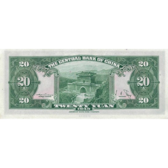 1945 - China Pic 391 20 Yuan banknote 1945 - China Pic 391 20 Yuan banknote