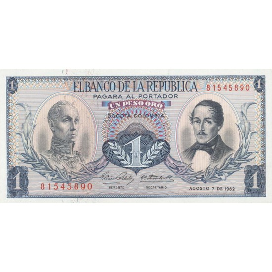 1963 - Colombia P404b 1 Peso Oro banknote 1963 - Colombia P404b 1 Peso Oro banknote