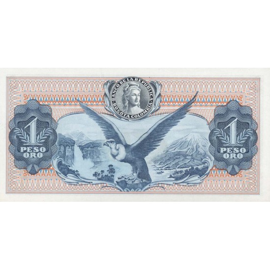 1963 - Colombia P404b 1 Peso Oro banknote 1963 - Colombia P404b 1 Peso Oro banknote