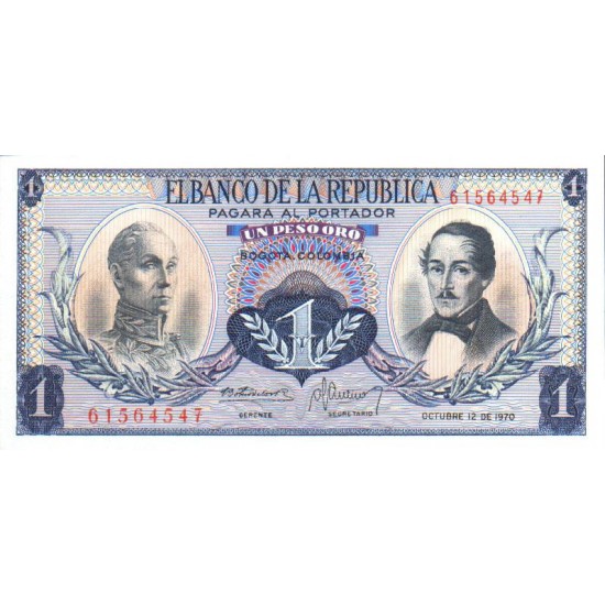 1973 - Colombia P404e 1 Peso Oro banknote 1973 - Colombia P404e 1 Peso Oro banknote